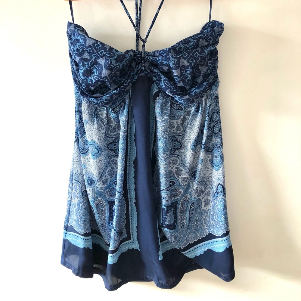 MNG Strapless Breezy Blue Top